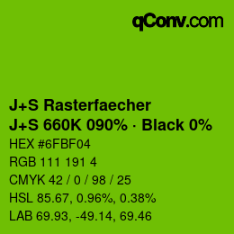 Code couleur: J+S Rasterfaecher - J+S 660K 090% · Black 0% | qconv.com