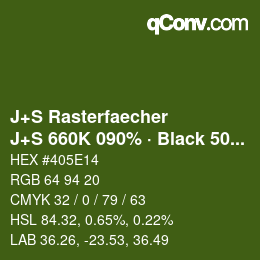 Farbcode: J+S Rasterfaecher - J+S 660K 090% · Black 50% | qconv.com