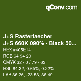 Color code: J+S Rasterfaecher - J+S 660K 090% · Black 50% | qconv.com