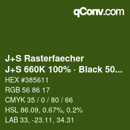Farbcode: J+S Rasterfaecher - J+S 660K 100% · Black 50% | qconv.com