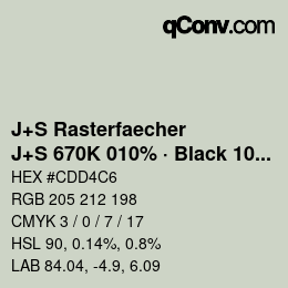 Farbcode: J+S Rasterfaecher - J+S 670K 010% · Black 10% | qconv.com