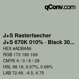 Farbcode: J+S Rasterfaecher - J+S 670K 010% · Black 30% | qconv.com