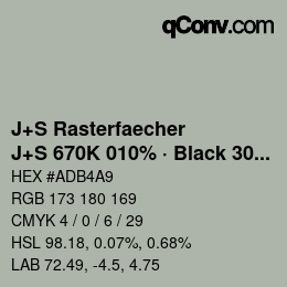 Code couleur: J+S Rasterfaecher - J+S 670K 010% · Black 30% | qconv.com