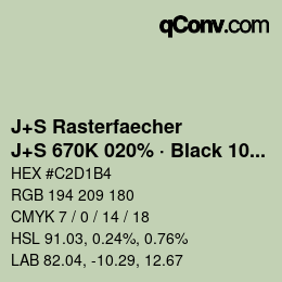 Farbcode: J+S Rasterfaecher - J+S 670K 020% · Black 10% | qconv.com