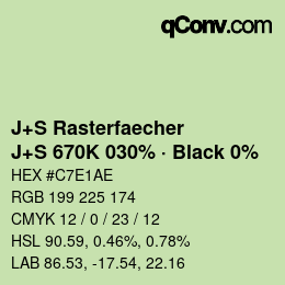Farbcode: J+S Rasterfaecher - J+S 670K 030% · Black 0% | qconv.com