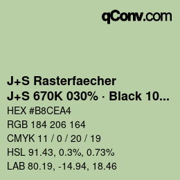 カラーコード: J+S Rasterfaecher - J+S 670K 030% · Black 10% | qconv.com