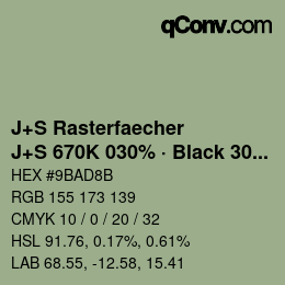 Farbcode: J+S Rasterfaecher - J+S 670K 030% · Black 30% | qconv.com