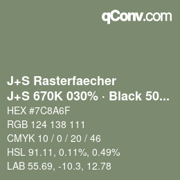 Color code: J+S Rasterfaecher - J+S 670K 030% · Black 50% | qconv.com