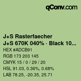 Farbcode: J+S Rasterfaecher - J+S 670K 040% · Black 10% | qconv.com
