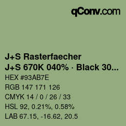 Farbcode: J+S Rasterfaecher - J+S 670K 040% · Black 30% | qconv.com