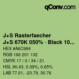 Code couleur: J+S Rasterfaecher - J+S 670K 050% · Black 10% | qconv.com