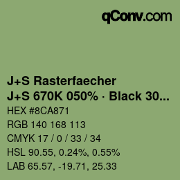 Color code: J+S Rasterfaecher - J+S 670K 050% · Black 30% | qconv.com