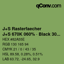 Color code: J+S Rasterfaecher - J+S 670K 060% · Black 30% | qconv.com