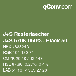 Color code: J+S Rasterfaecher - J+S 670K 060% · Black 50% | qconv.com