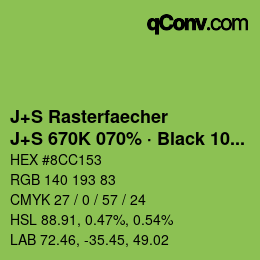 Farbcode: J+S Rasterfaecher - J+S 670K 070% · Black 10% | qconv.com