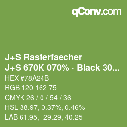 Farbcode: J+S Rasterfaecher - J+S 670K 070% · Black 30% | qconv.com