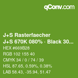 Code couleur: J+S Rasterfaecher - J+S 670K 080% · Black 30% | qconv.com