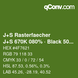 Color code: J+S Rasterfaecher - J+S 670K 080% · Black 50% | qconv.com