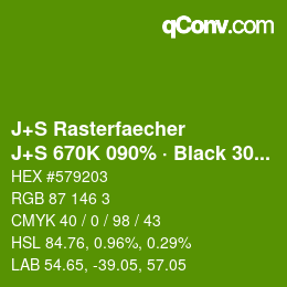 Code couleur: J+S Rasterfaecher - J+S 670K 090% · Black 30% | qconv.com