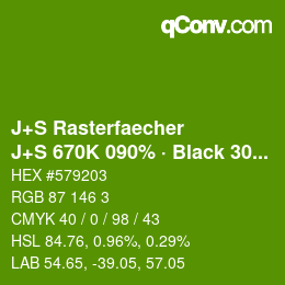 Color code: J+S Rasterfaecher - J+S 670K 090% · Black 30% | qconv.com