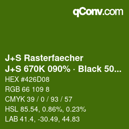Farbcode: J+S Rasterfaecher - J+S 670K 090% · Black 50% | qconv.com