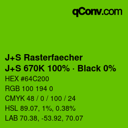 Farbcode: J+S Rasterfaecher - J+S 670K 100% · Black 0% | qconv.com