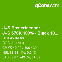 カラーコード: J+S Rasterfaecher - J+S 670K 100% · Black 10% | qconv.com