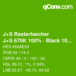 Farbcode: J+S Rasterfaecher - J+S 670K 100% · Black 10% | qconv.com