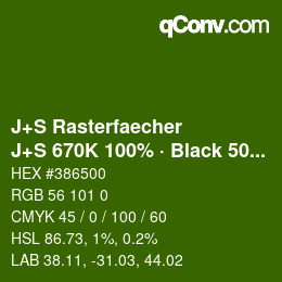 Farbcode: J+S Rasterfaecher - J+S 670K 100% · Black 50% | qconv.com