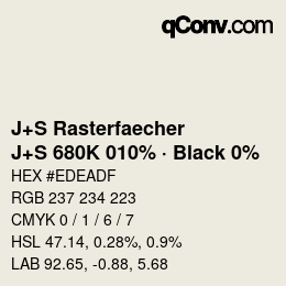 Farbcode: J+S Rasterfaecher - J+S 680K 010% · Black 0% | qconv.com