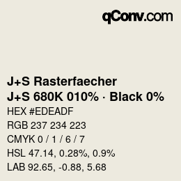 Color code: J+S Rasterfaecher - J+S 680K 010% · Black 0% | qconv.com