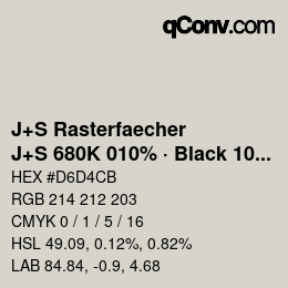 カラーコード: J+S Rasterfaecher - J+S 680K 010% · Black 10% | qconv.com