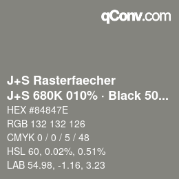 Farbcode: J+S Rasterfaecher - J+S 680K 010% · Black 50% | qconv.com
