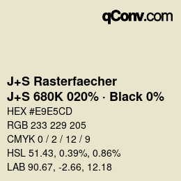 Farbcode: J+S Rasterfaecher - J+S 680K 020% · Black 0% | qconv.com