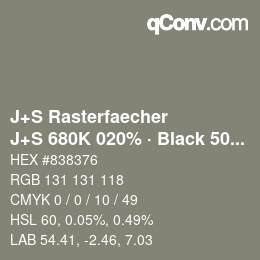 Color code: J+S Rasterfaecher - J+S 680K 020% · Black 50% | qconv.com