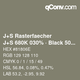 Farbcode: J+S Rasterfaecher - J+S 680K 030% · Black 50% | qconv.com