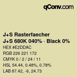 Farbcode: J+S Rasterfaecher - J+S 680K 040% · Black 0% | qconv.com