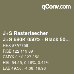 Code couleur: J+S Rasterfaecher - J+S 680K 050% · Black 50% | qconv.com