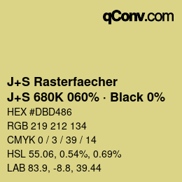 Farbcode: J+S Rasterfaecher - J+S 680K 060% · Black 0% | qconv.com
