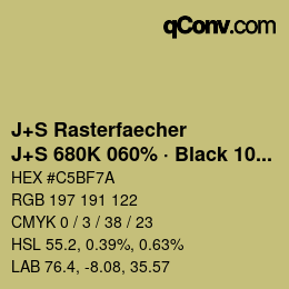 カラーコード: J+S Rasterfaecher - J+S 680K 060% · Black 10% | qconv.com