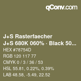 カラーコード: J+S Rasterfaecher - J+S 680K 060% · Black 50% | qconv.com