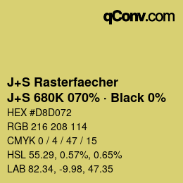 Farbcode: J+S Rasterfaecher - J+S 680K 070% · Black 0% | qconv.com