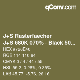 Farbcode: J+S Rasterfaecher - J+S 680K 070% · Black 50% | qconv.com