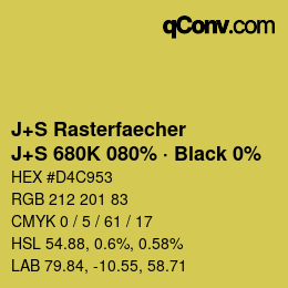 Farbcode: J+S Rasterfaecher - J+S 680K 080% · Black 0% | qconv.com