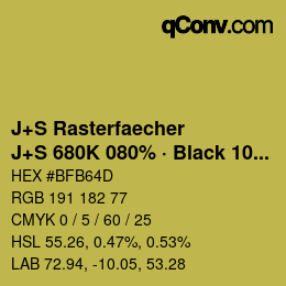 Code couleur: J+S Rasterfaecher - J+S 680K 080% · Black 10% | qconv.com