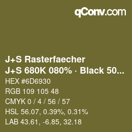 カラーコード: J+S Rasterfaecher - J+S 680K 080% · Black 50% | qconv.com