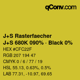 Farbcode: J+S Rasterfaecher - J+S 680K 090% · Black 0% | qconv.com
