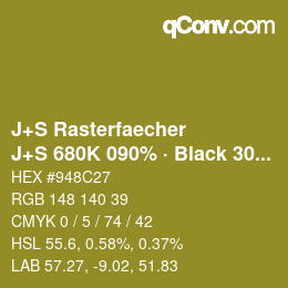 カラーコード: J+S Rasterfaecher - J+S 680K 090% · Black 30% | qconv.com