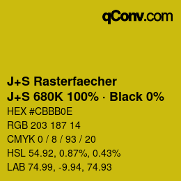 Farbcode: J+S Rasterfaecher - J+S 680K 100% · Black 0% | qconv.com