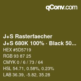 カラーコード: J+S Rasterfaecher - J+S 680K 100% · Black 50% | qconv.com